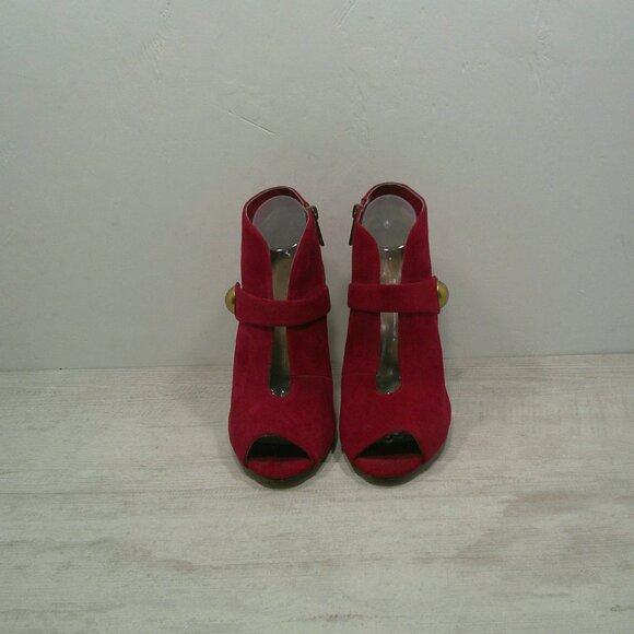 Michael - Michael Kors Sexy Red Stiletto Peep Toe Heels Size 10 M | 40 M - Picture 5 of 15